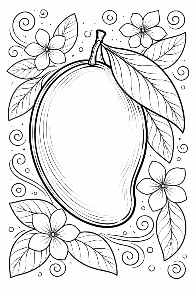 5 Mango coloring pages free printable