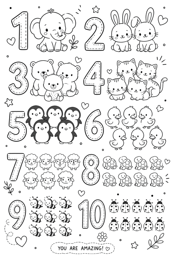 counting coloring pages free printable