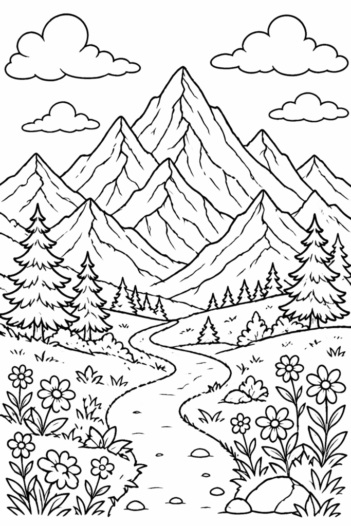 Mountains coloring pages free printable