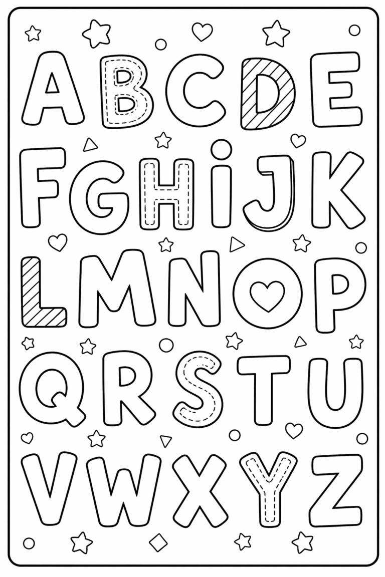 5 Alphabets coloring pages free printable