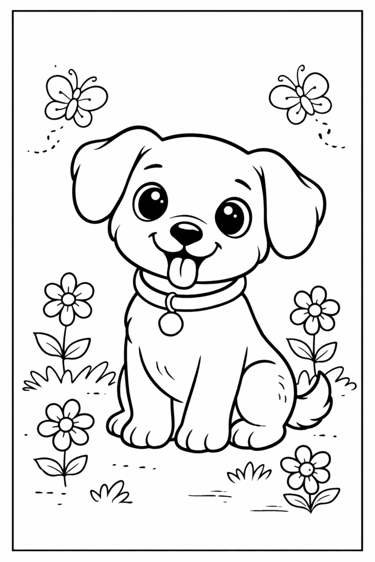 5 Cute Puppy coloring pages free printable