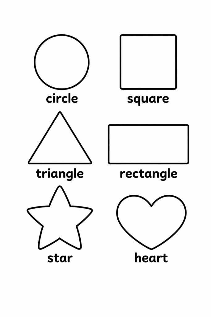 5 Shapes coloring pages free printable