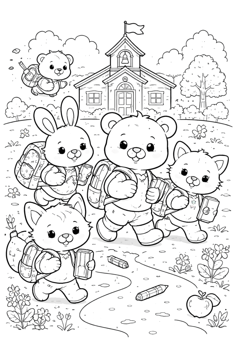 Cute Cartoon Animals Coloring Pages Free Printable