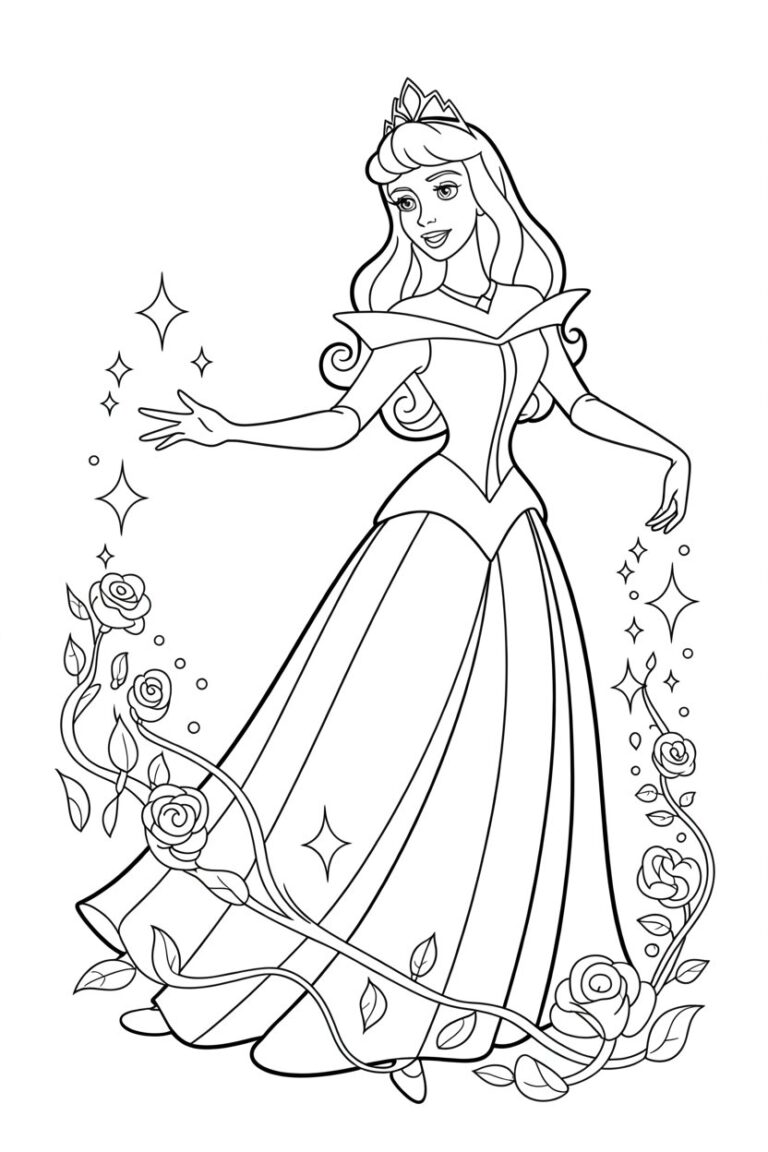 4 Aurora Princess coloring pages free printable