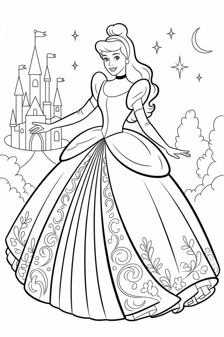 4 Cinderella coloring pages free printable
