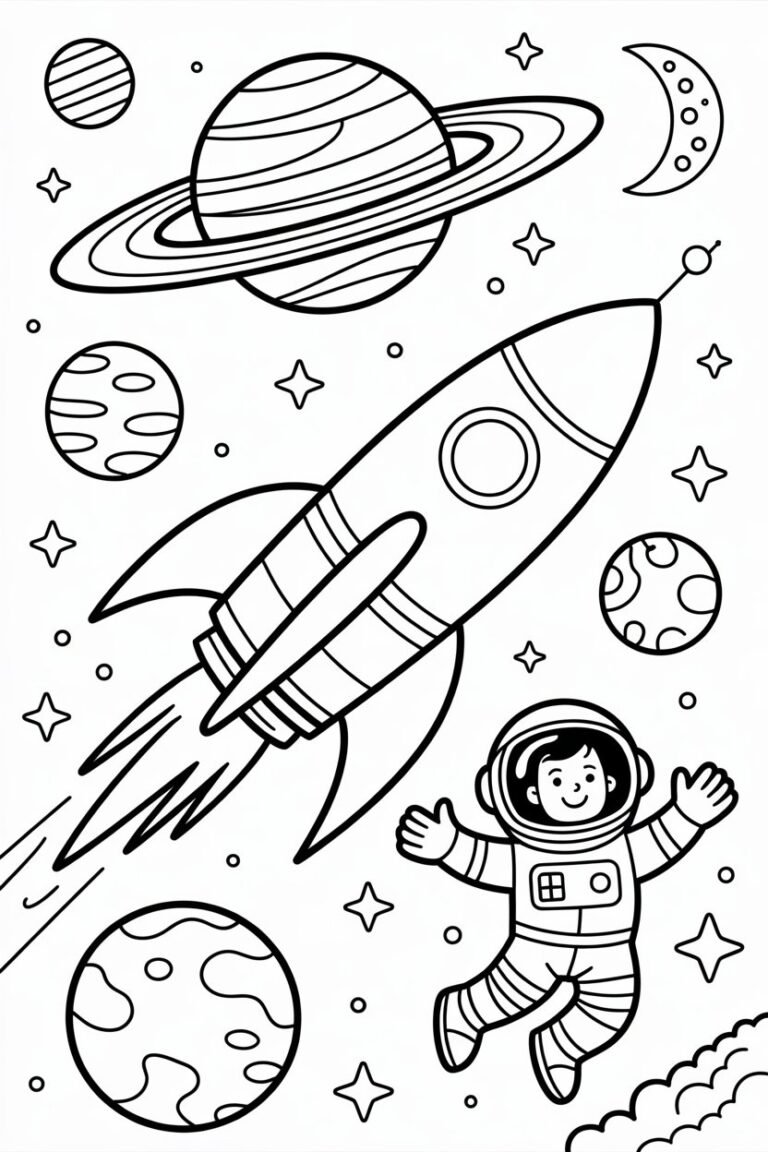 astronout in space coloring pages free printable