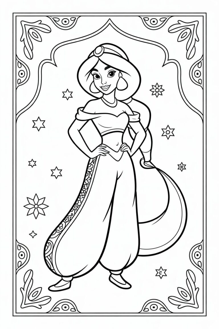 4 Jasmine coloring pages free printable