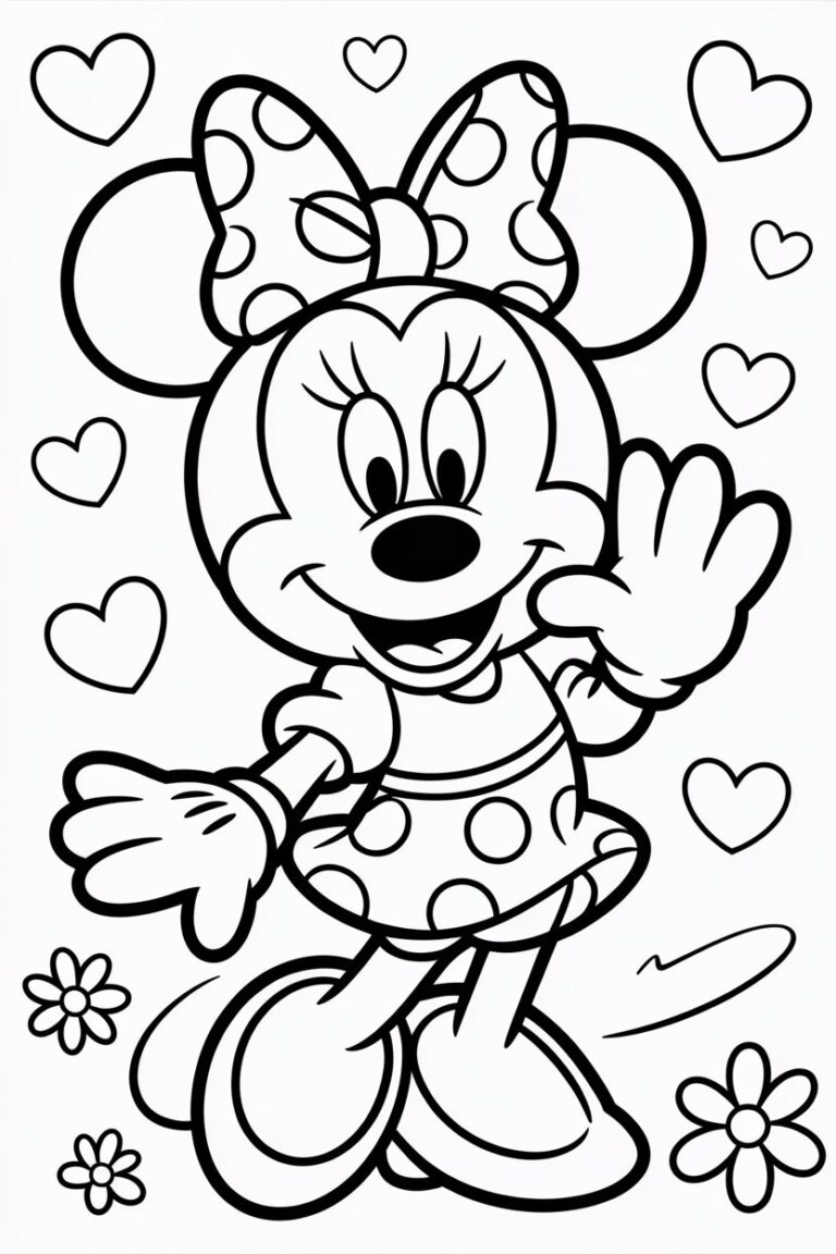 4 Minnie Mouse coloring pages free printable
