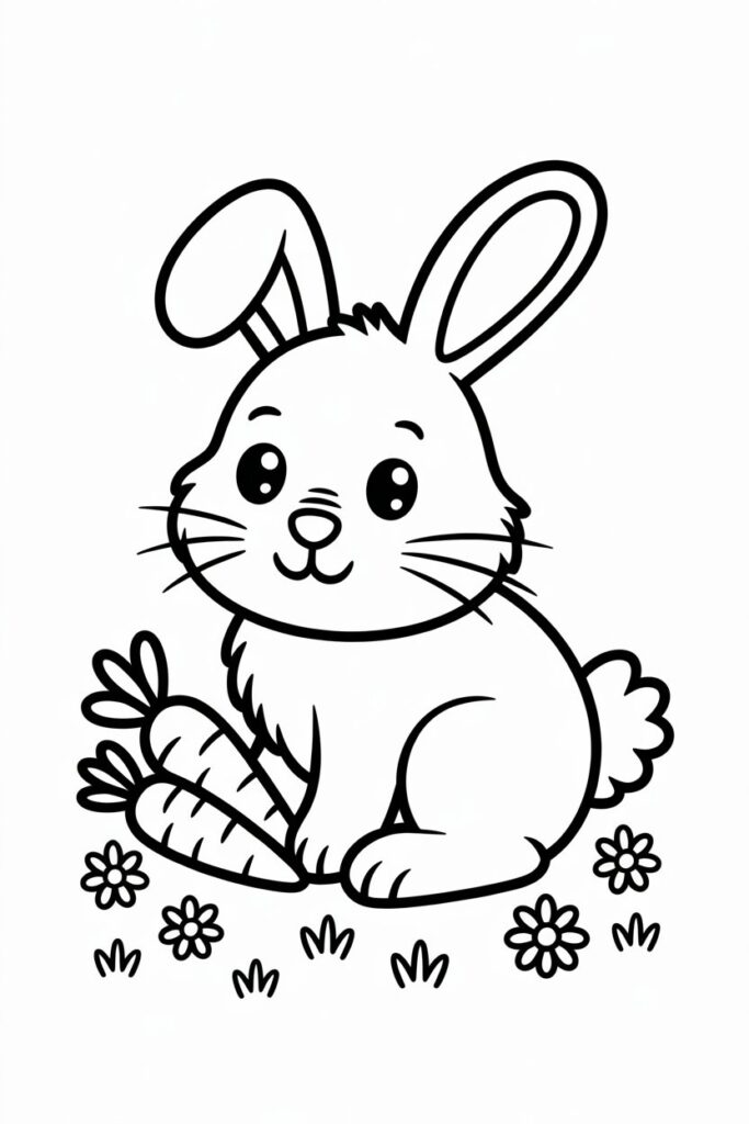 5 Cute Bunny coloring pages free printable