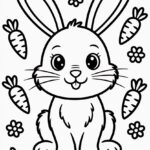 5 Cute Bunny coloring pages free printable