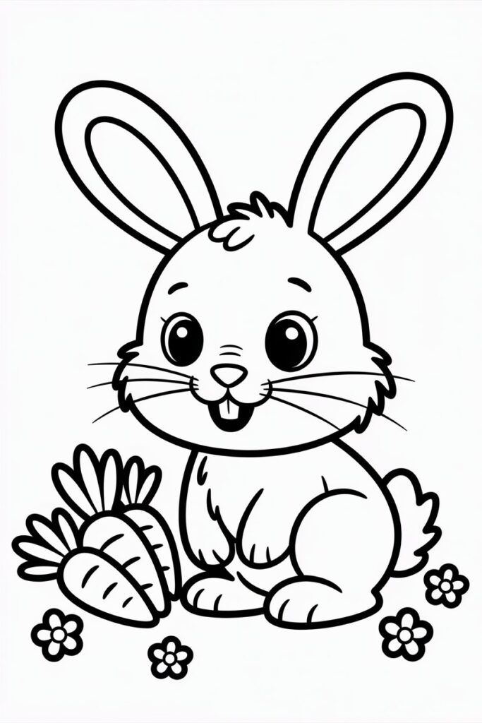 5 Cute Bunny coloring pages free printable