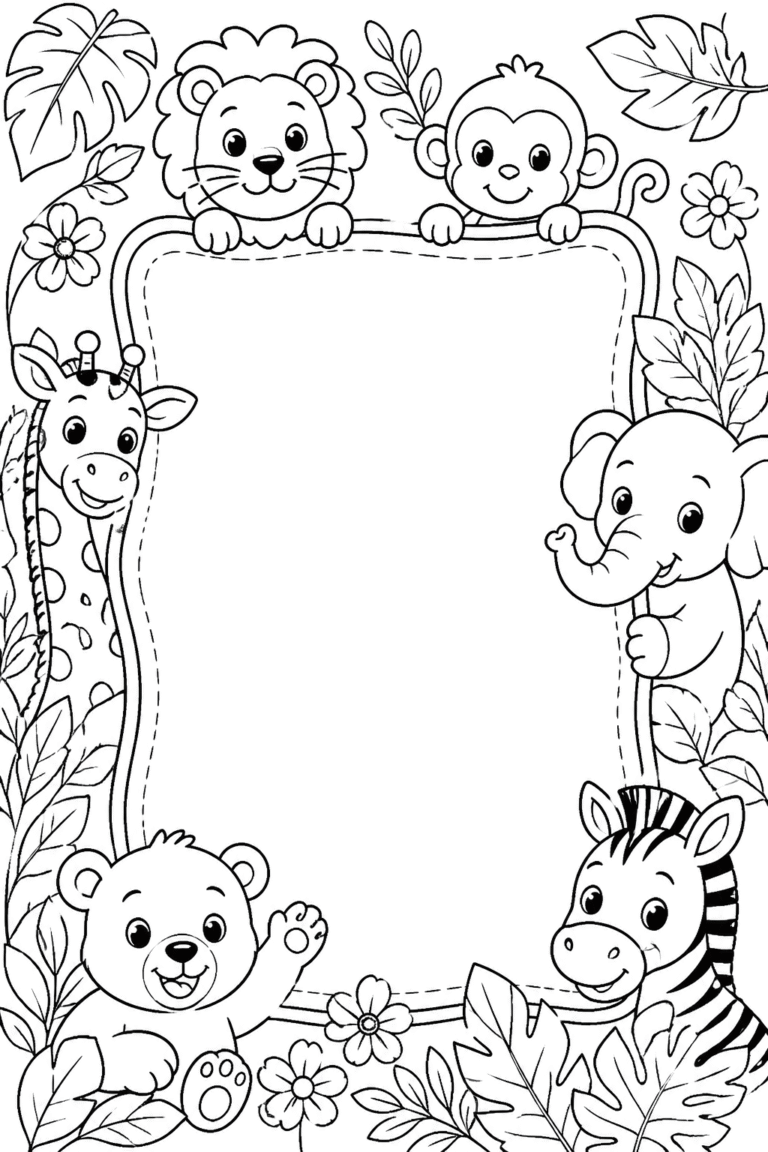 animals frame coloring pages free printable