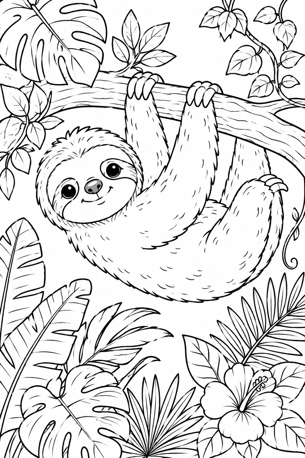cute sloth coloring pages free printable