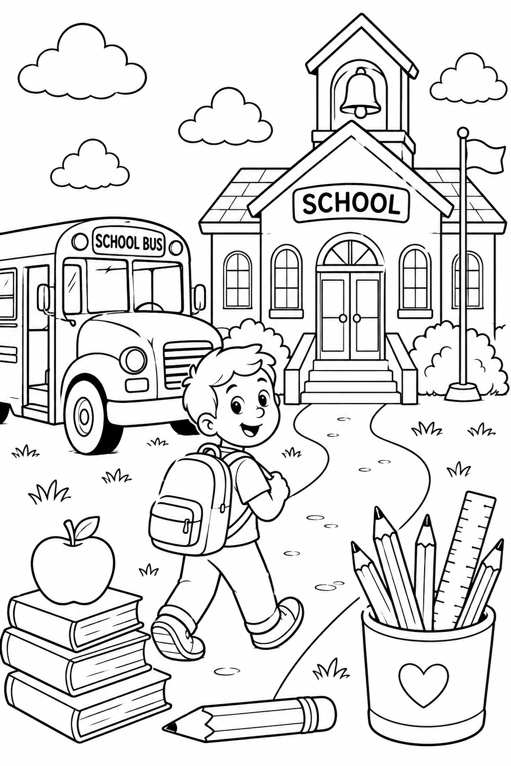 5 Back to school coloring pages free printable
