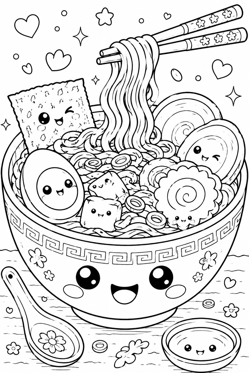 5 food (ramen) coloring pages free printable