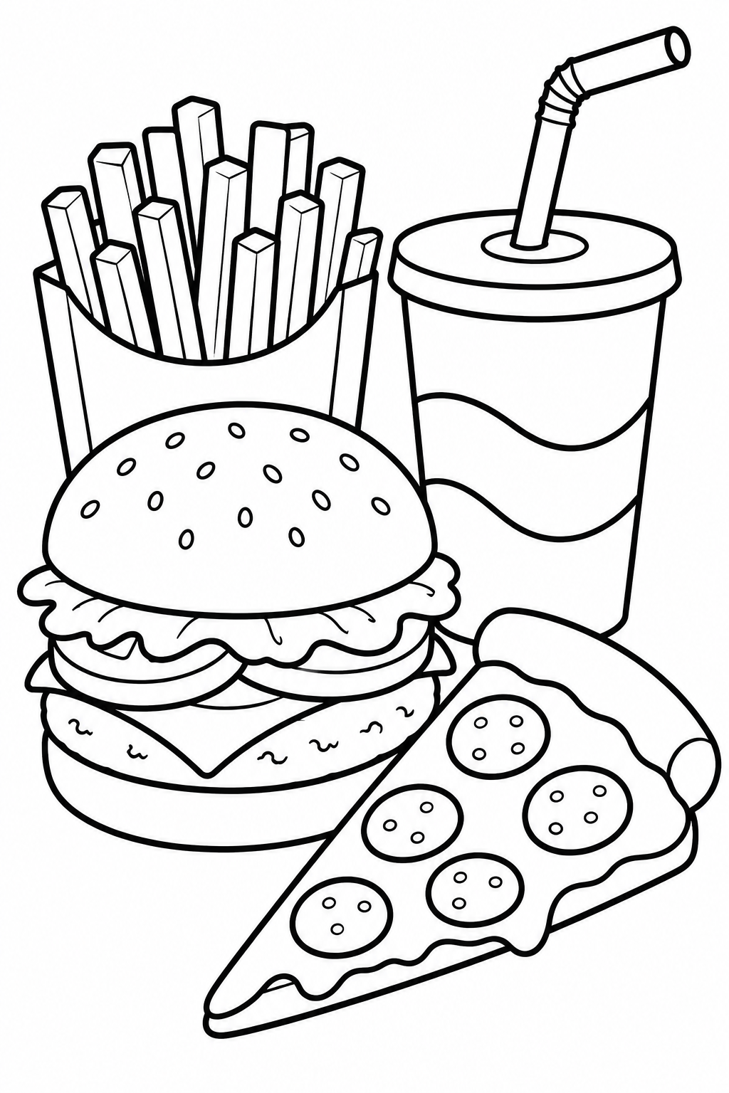 5 Fast food coloring pages free printable