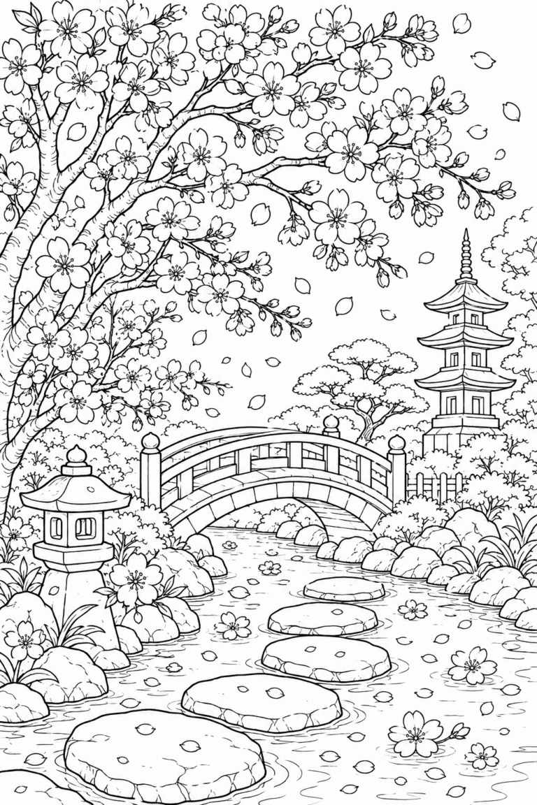 Cherry blossom coloring pages free printable