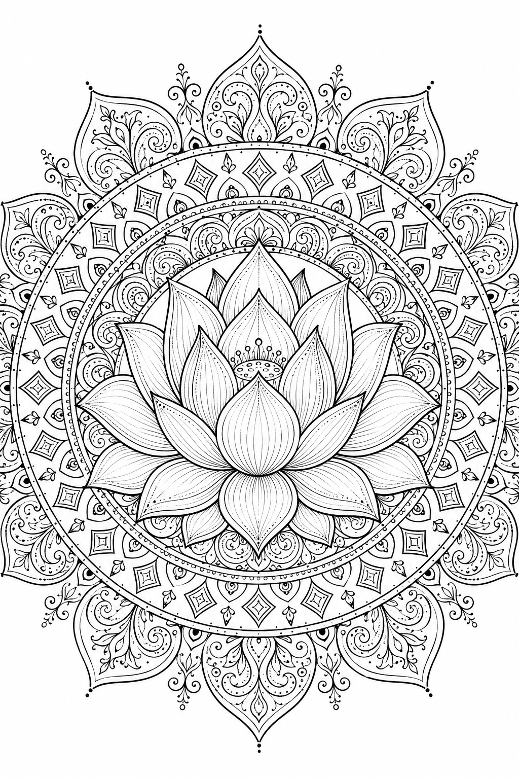 Lotus Mandala coloring pages