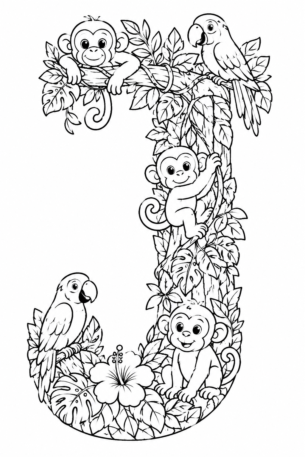 alphabet letter J coloring pages free printable