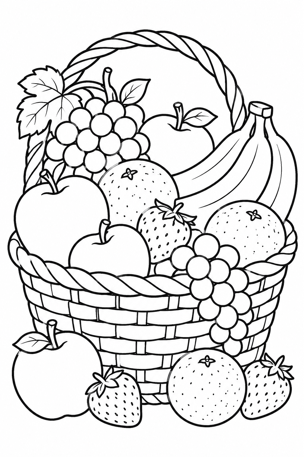 5 Fruits basket coloring pages free printable