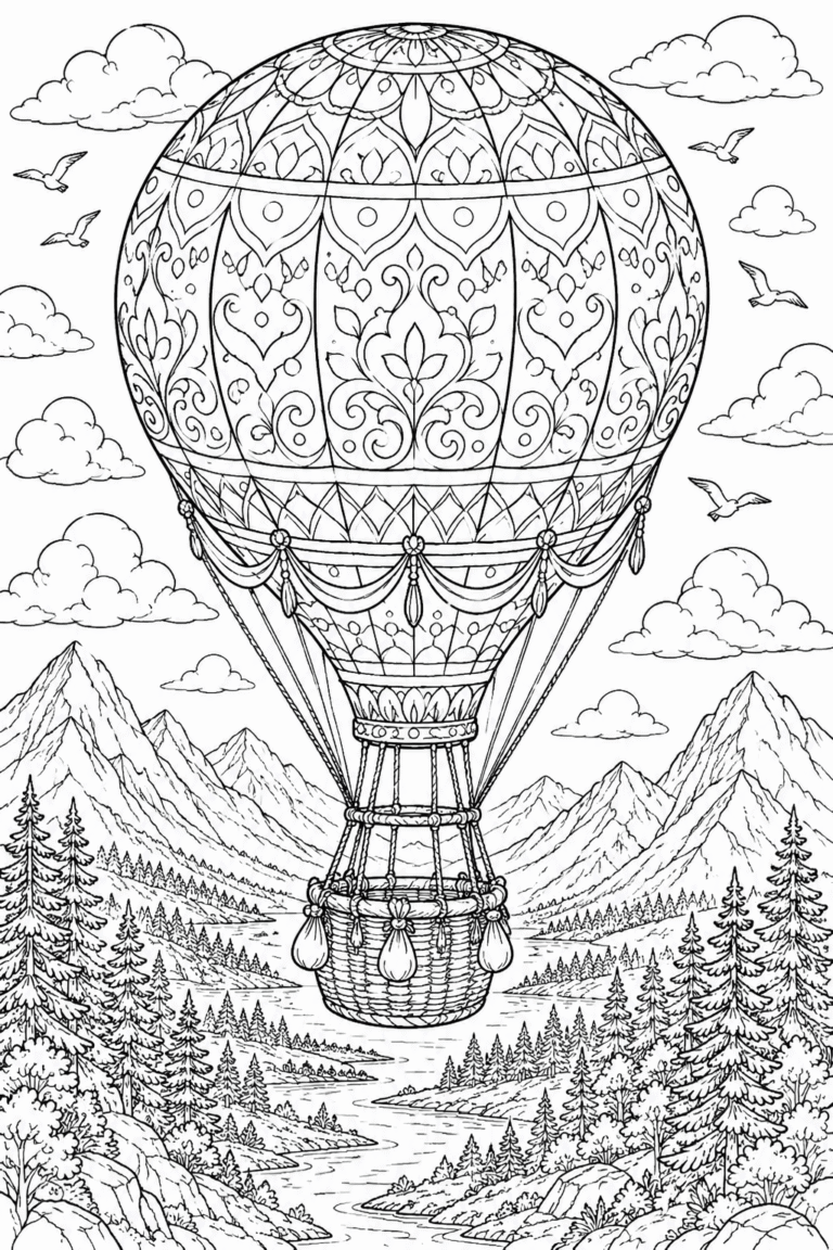 hot air balloon coloring pages free printable