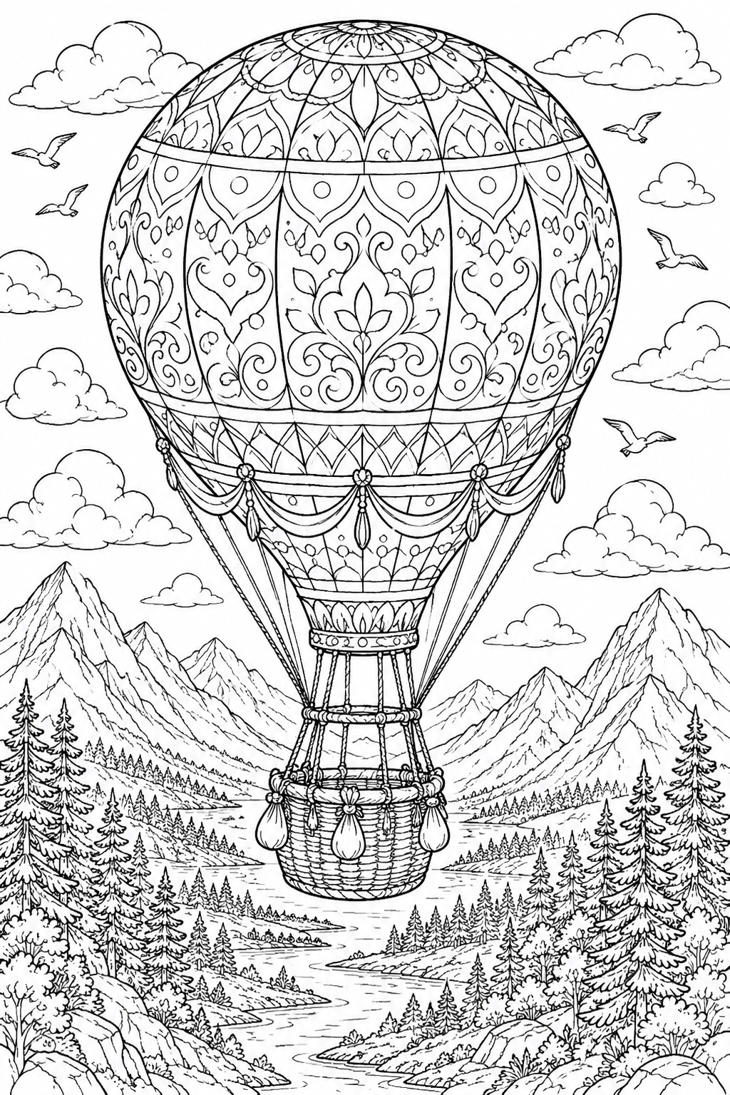hot air balloon coloring pages free printable