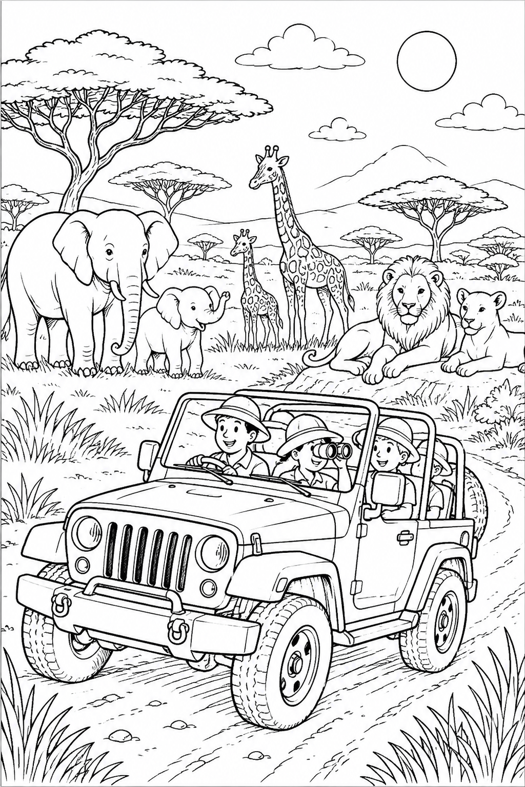 safari jeep coloring pages free printable