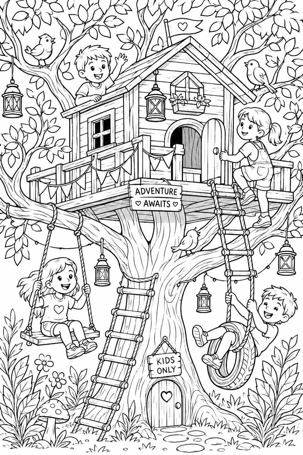 treehouse adventure coloring pages free printable