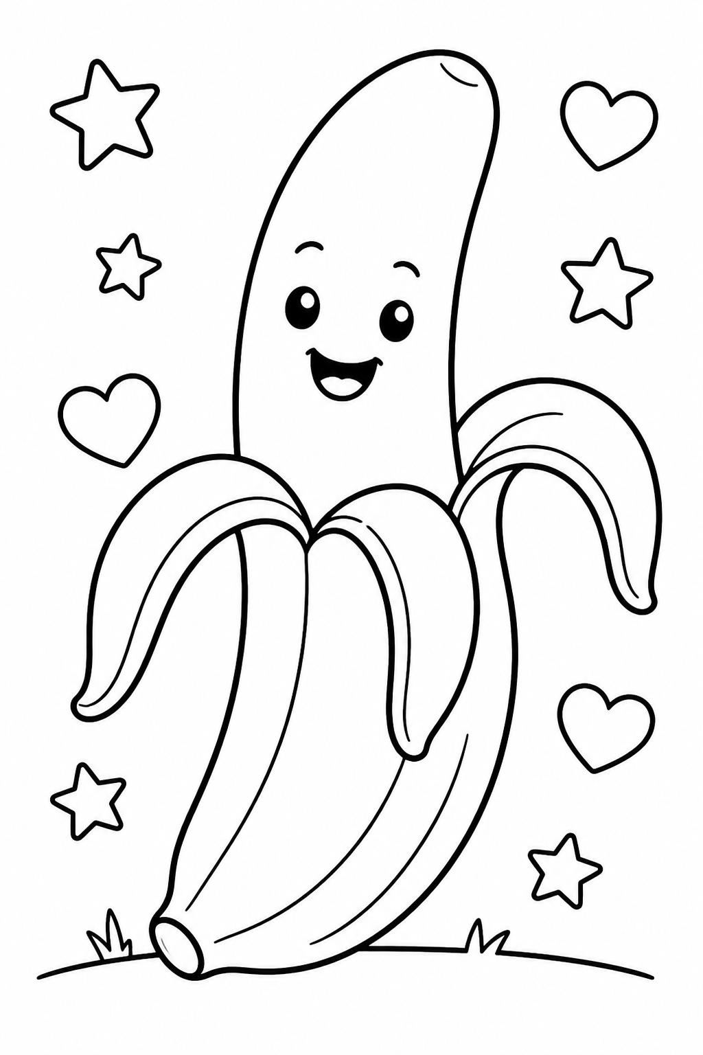 5 Banana coloring pages free printable for kids