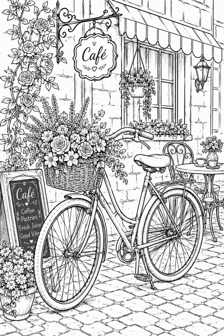 vintage bicycle coloring pages free printable