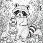 5 Adorable Raccoon coloring pages