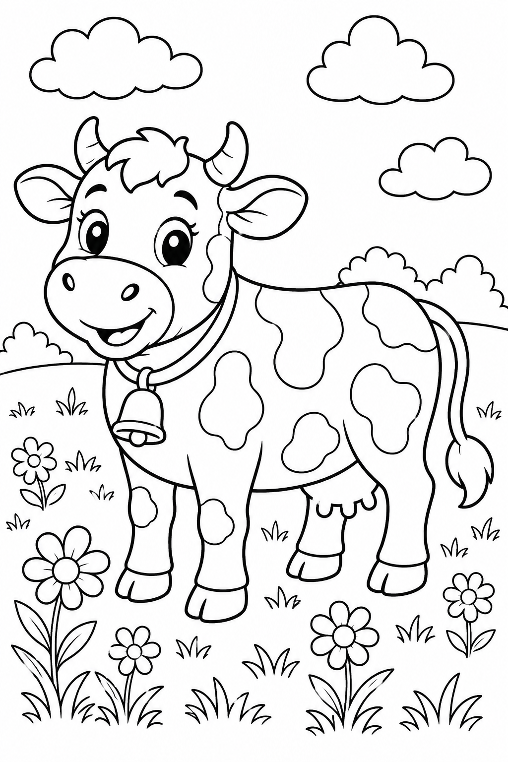5 Cute Cow coloring pages free printable
