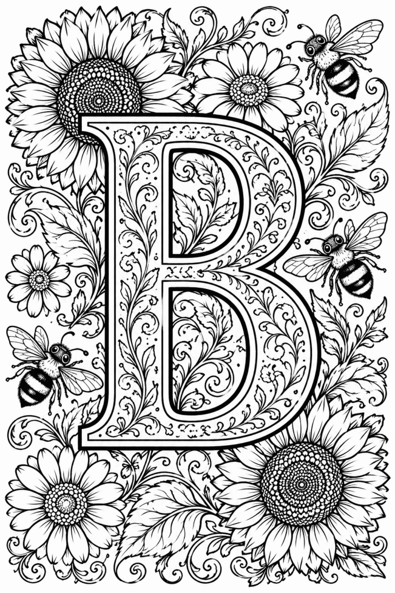 alphabet letter B colorng pages free printable