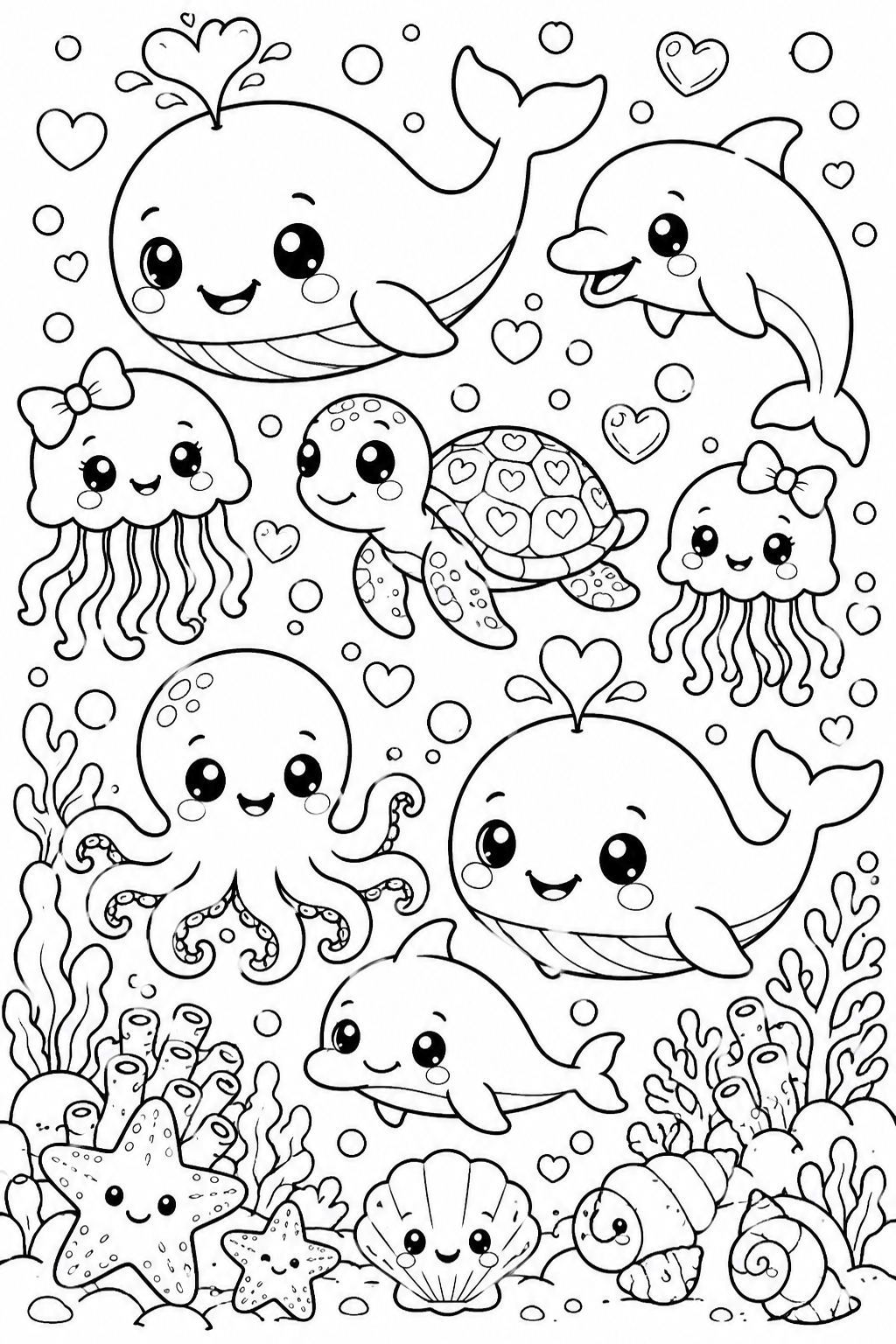 5 Adorable Ocean Creatures Coloring Pages