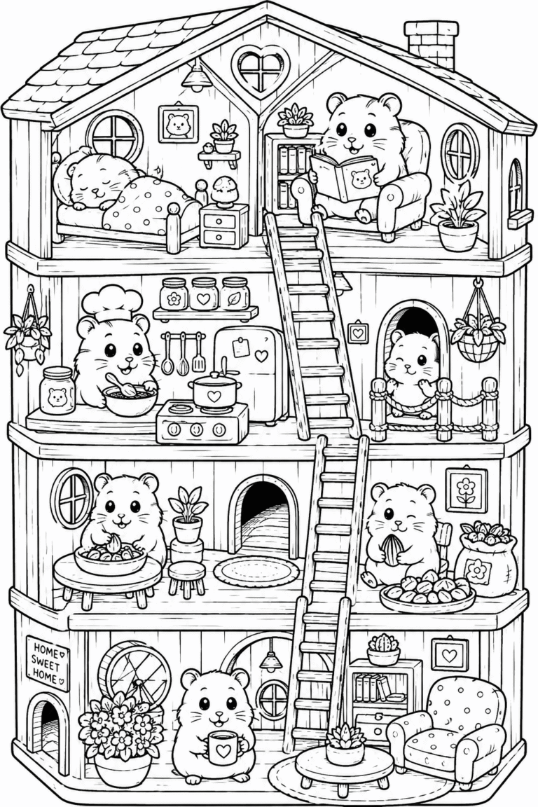 5 Adorable Hamsters Coloring Pages