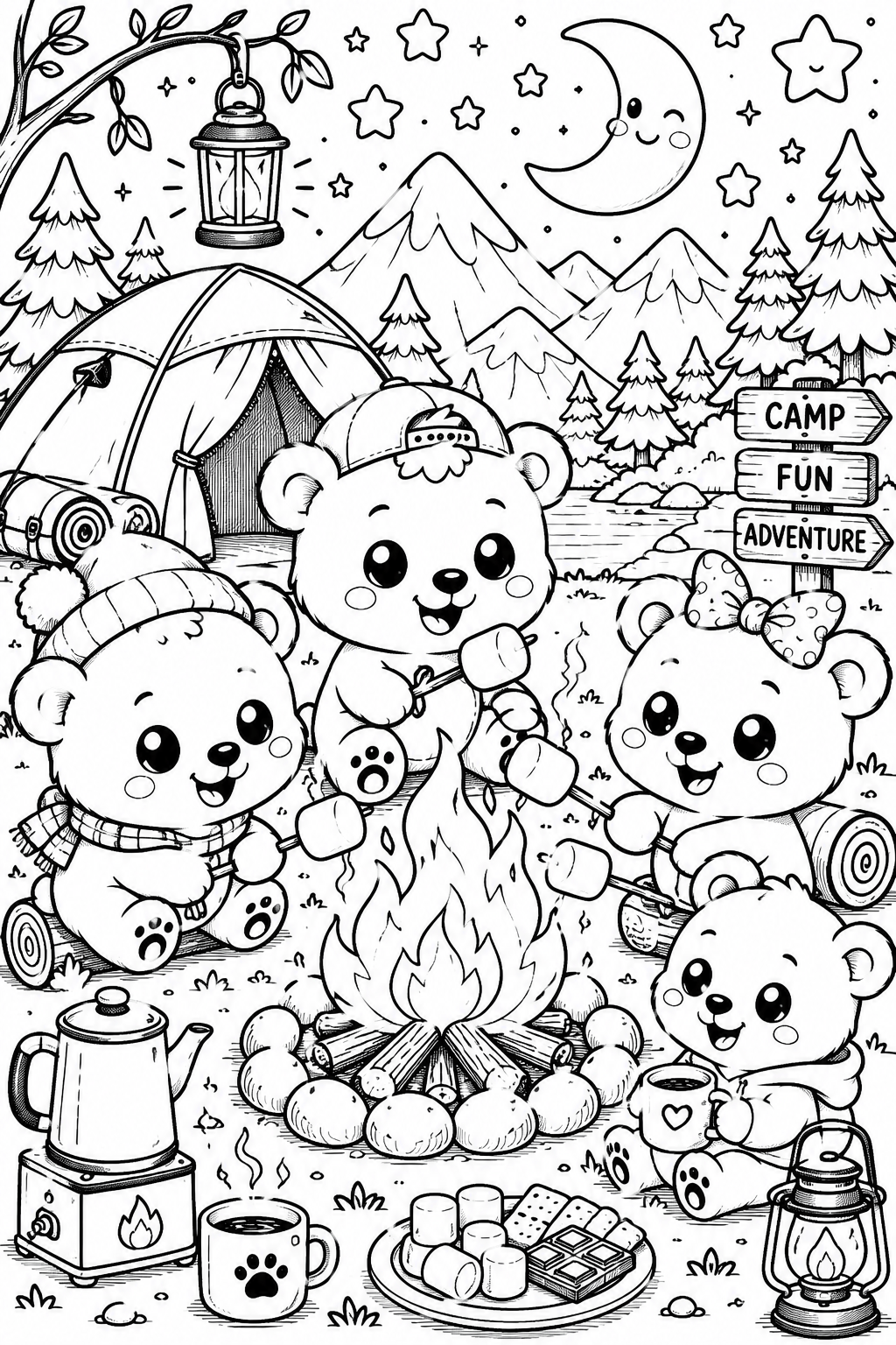 5 Cute Bears Coloring Pages Free Printable