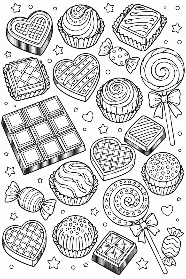5 Chocolates coloring pages free printable