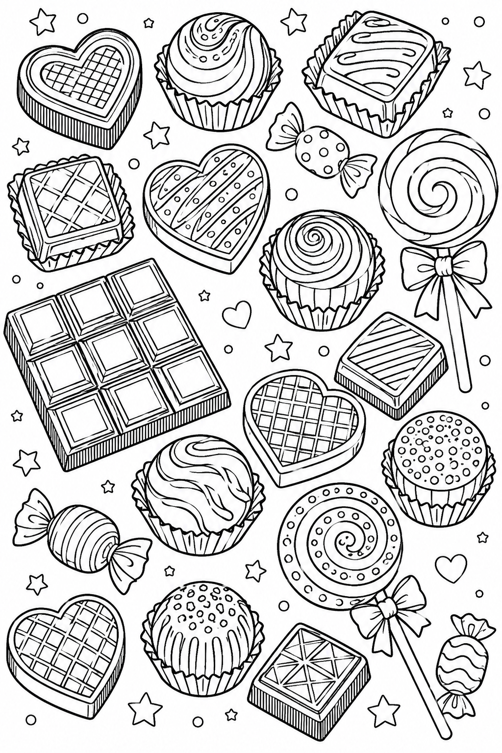 5 Chocolates coloring pages free printable