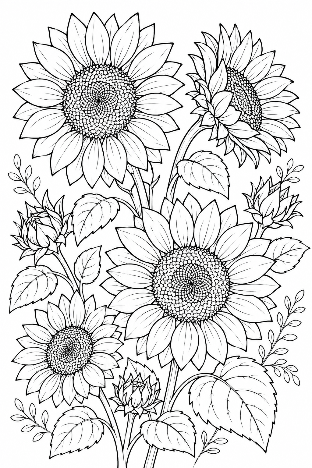 Sunflowers coloring pages free printable