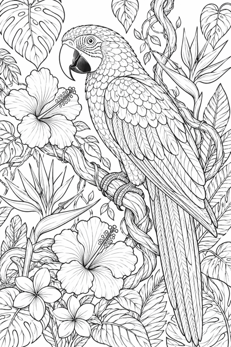 cute parrot coloring pages free printable