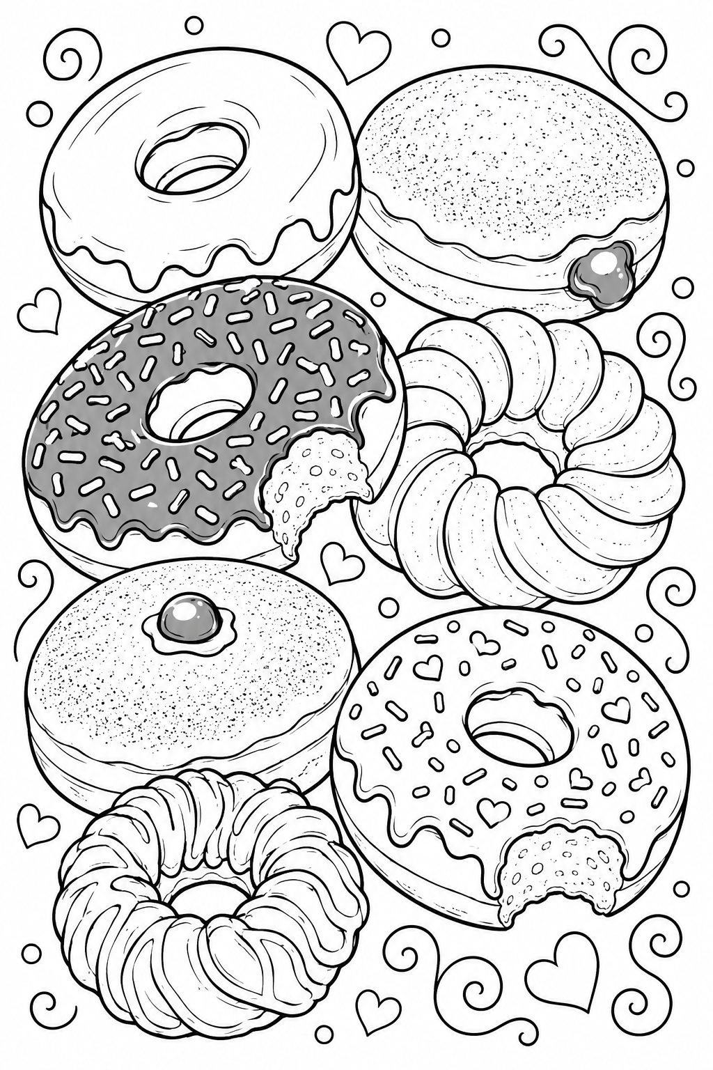Donuts coloring pages free printable