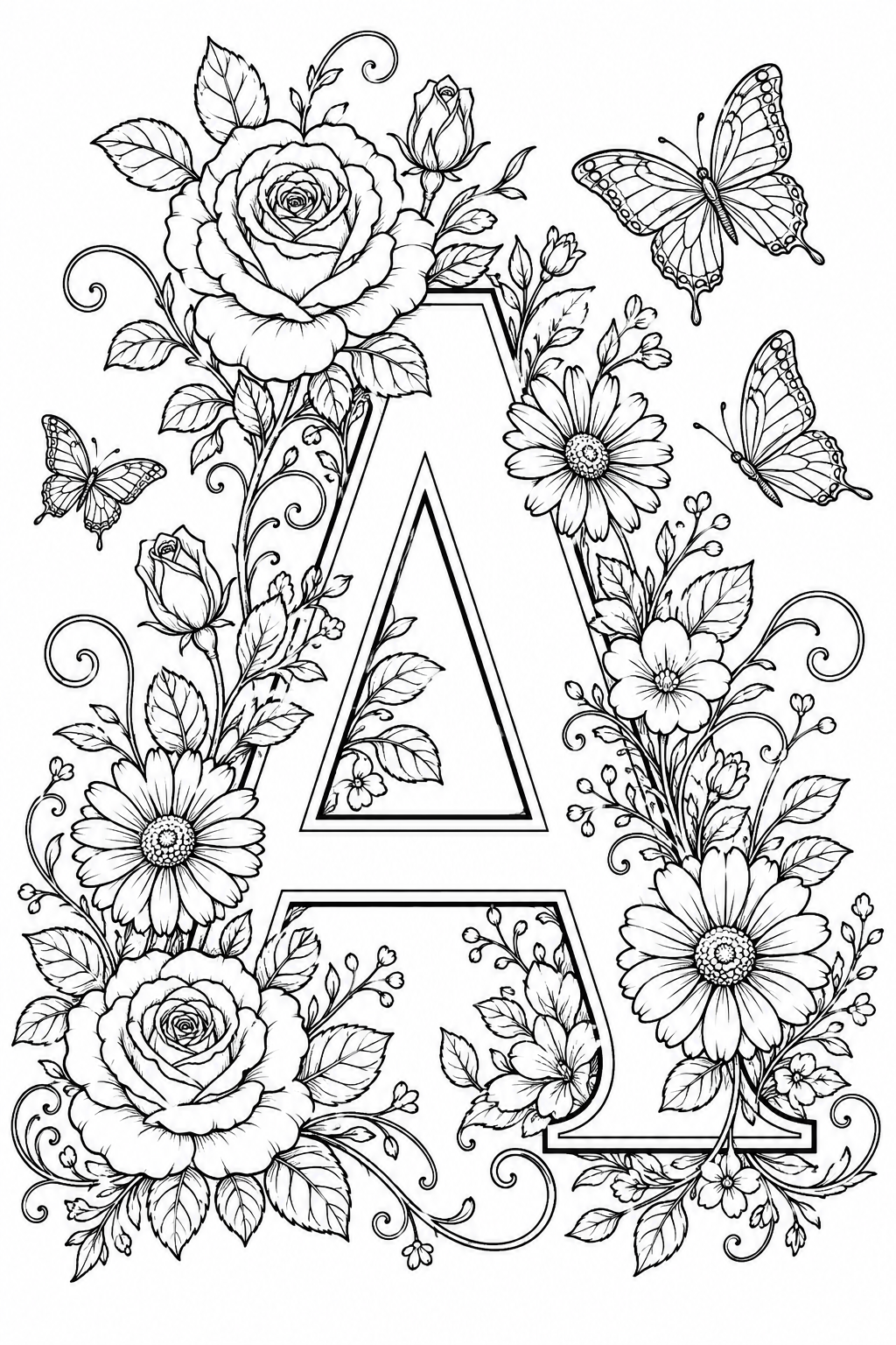alphabet letter A coloring pages free printable