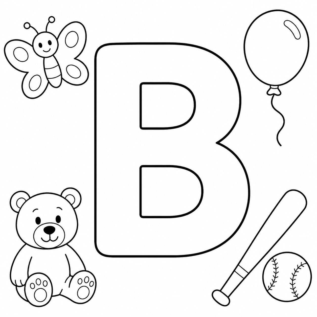 5 Alphabet Letter B coloring pages