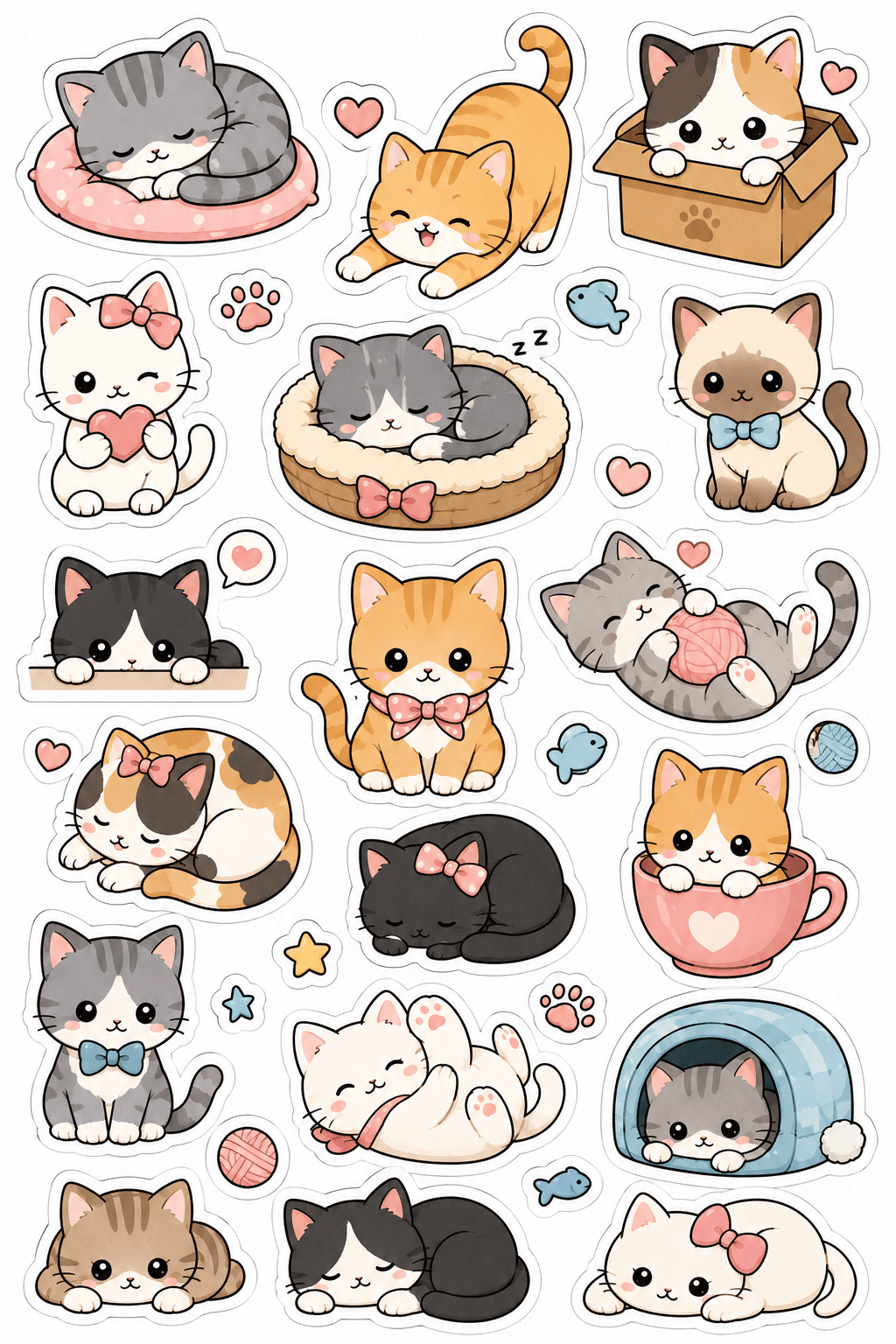 cute doodle kawaii stickers free printable