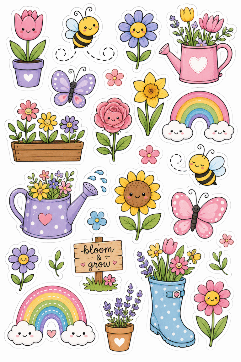 cute doodle kawaii stickers free printable