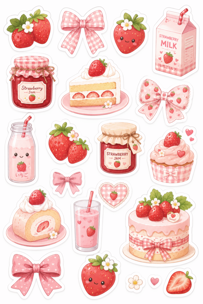 Cute doodle kawaii stickers free printable