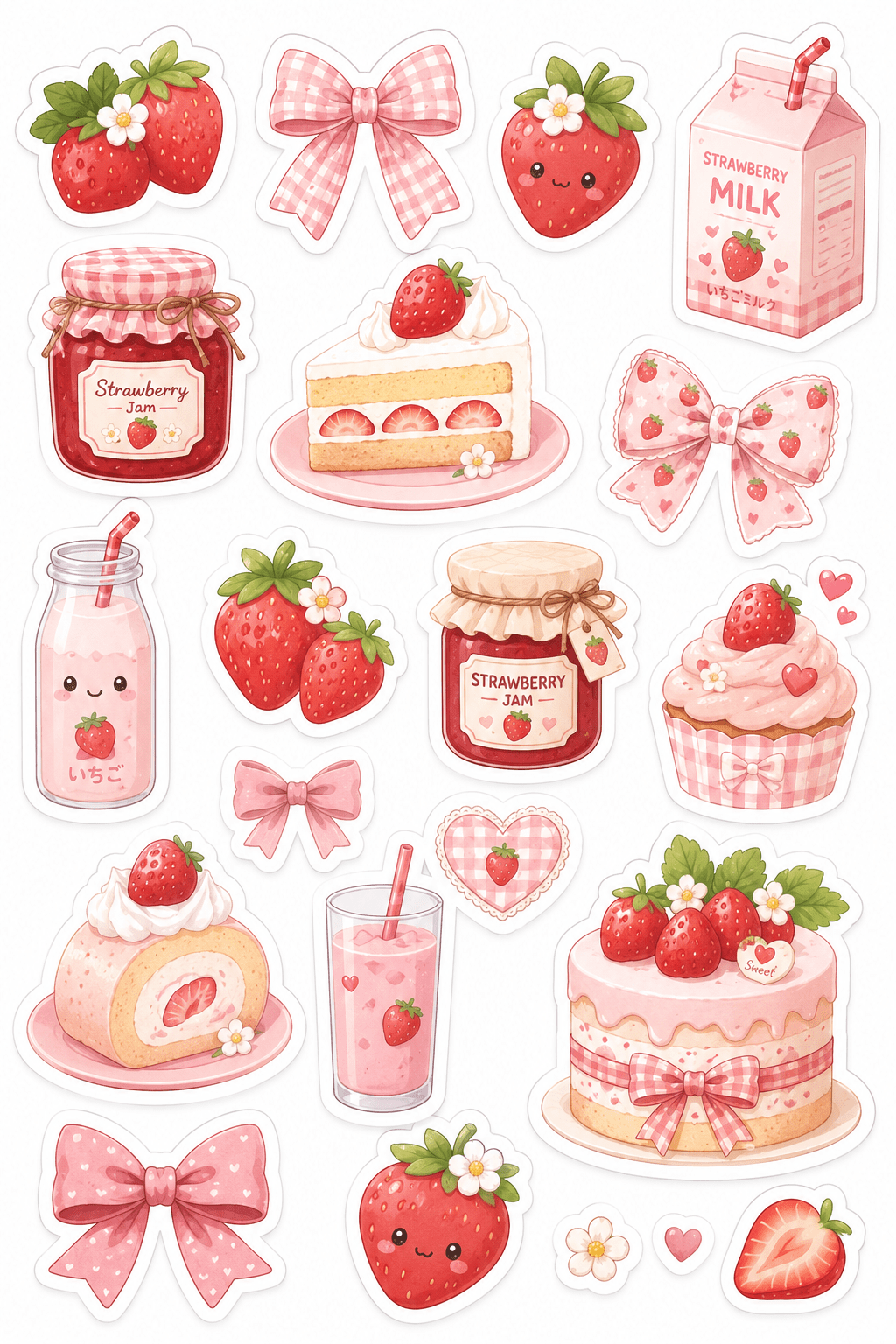 Cute doodle kawaii stickers free printable