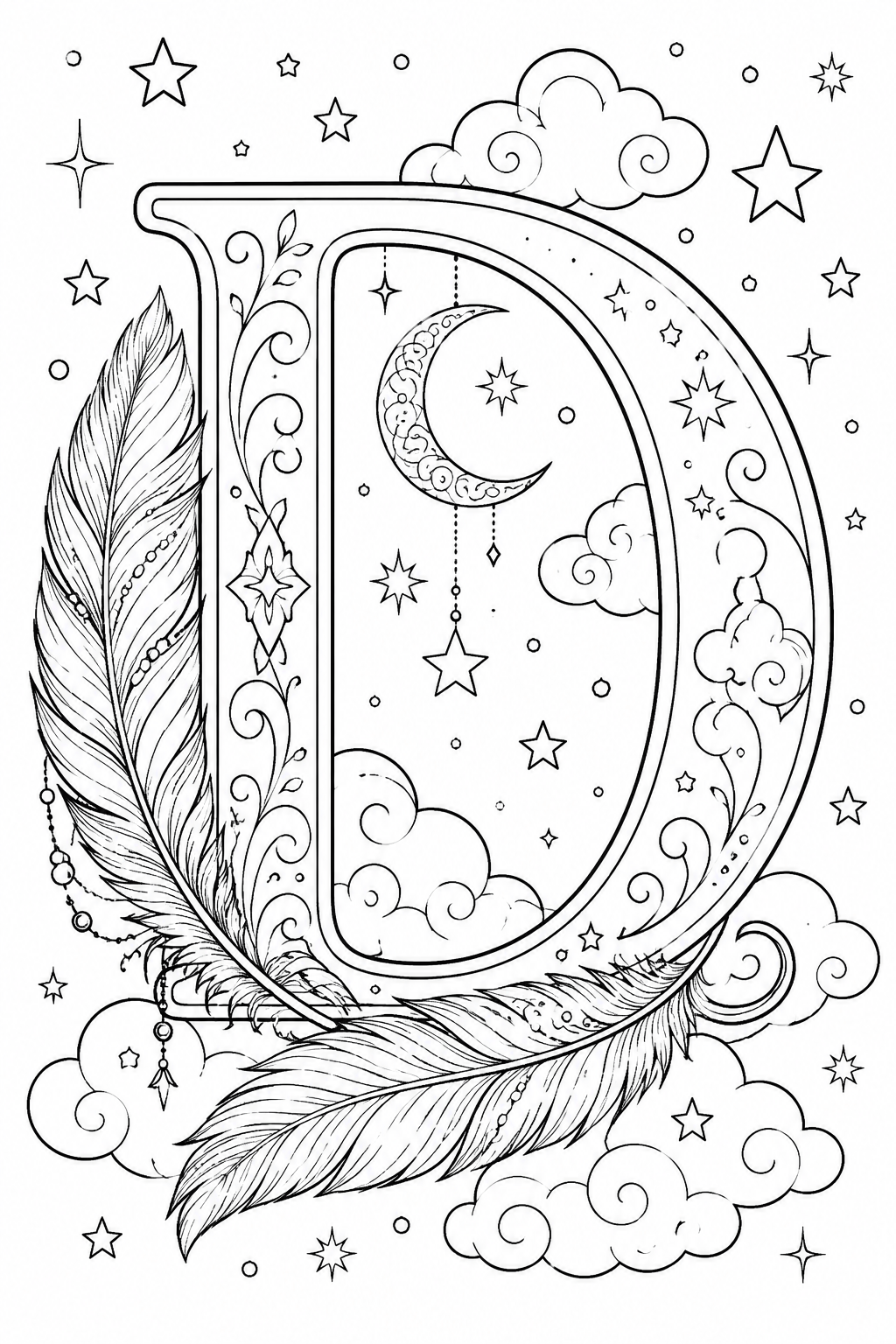 Alphabet letter D coloring pages