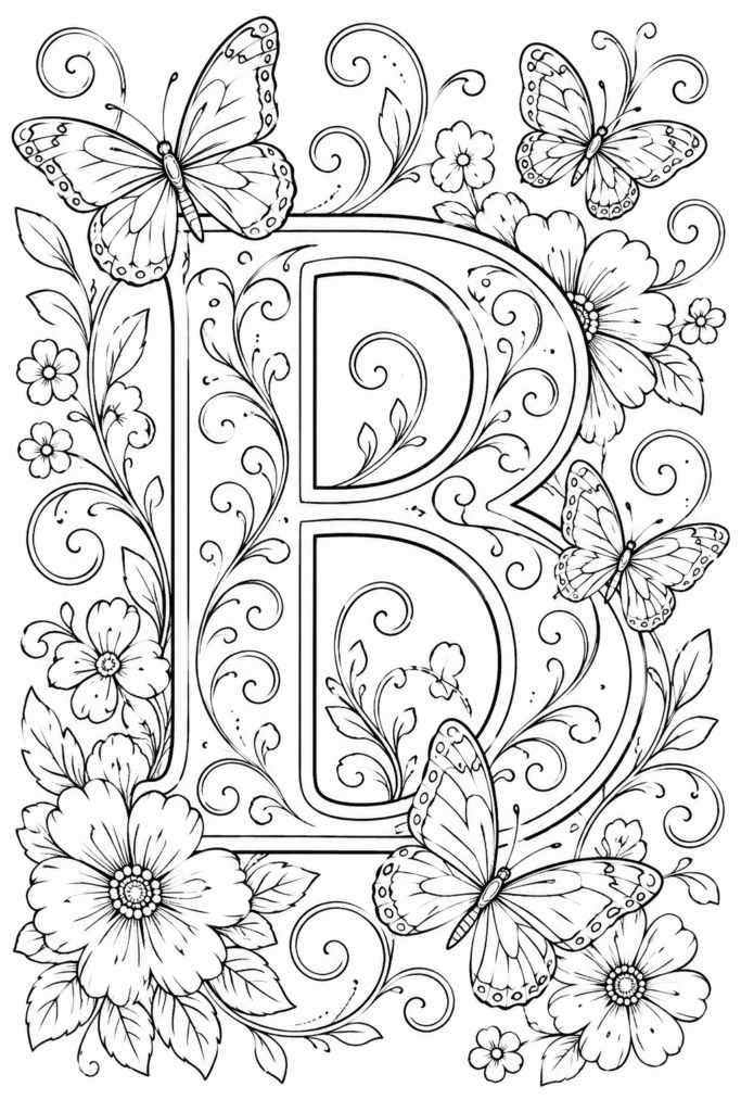 Alphabet letter B coloring pages
