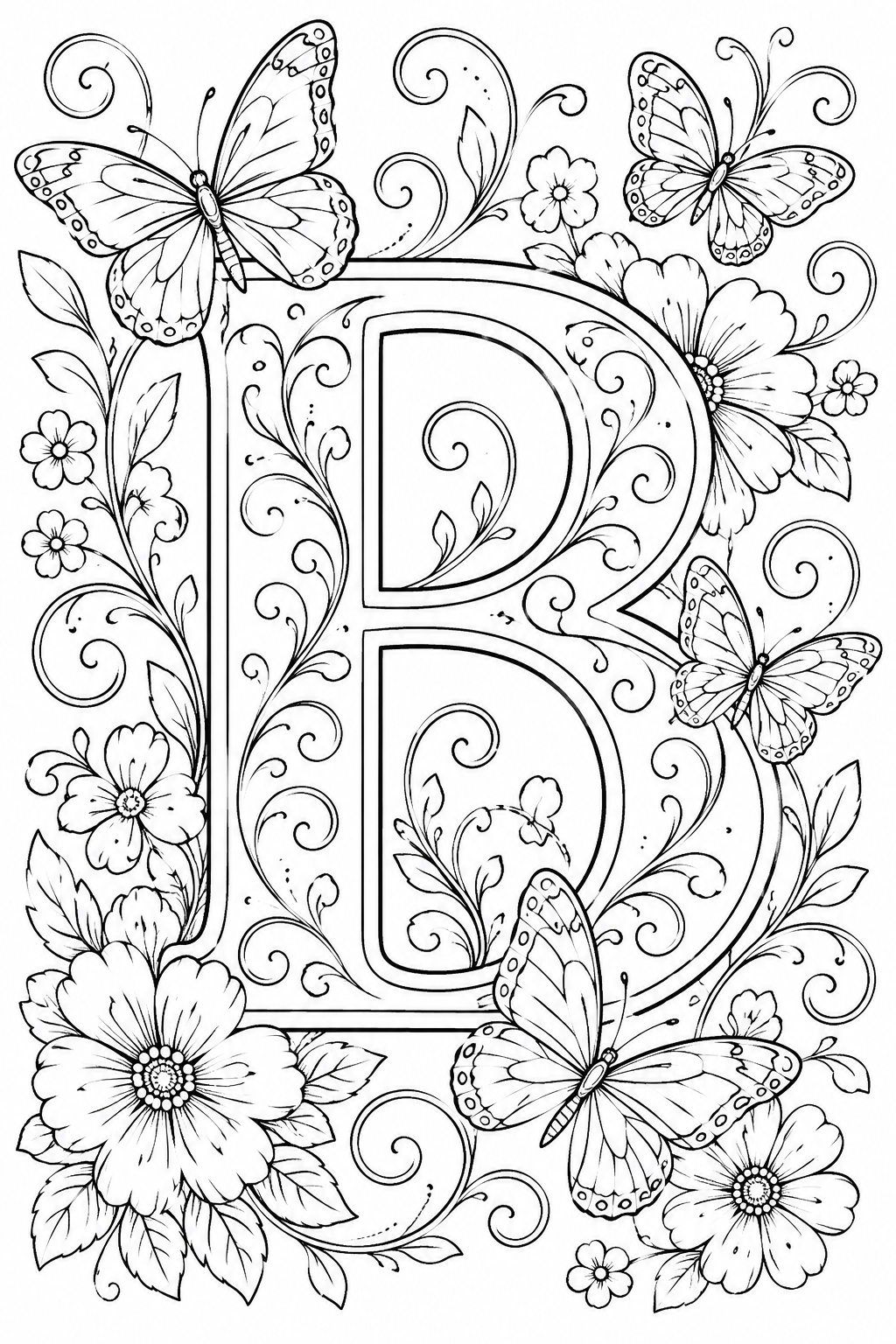 Alphabet letter B coloring pages